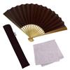 Stylish Business Fan with Fan Bag and Handkerchief Brown [Osaka Choseido] Men's Set, Shibu-Ogi,