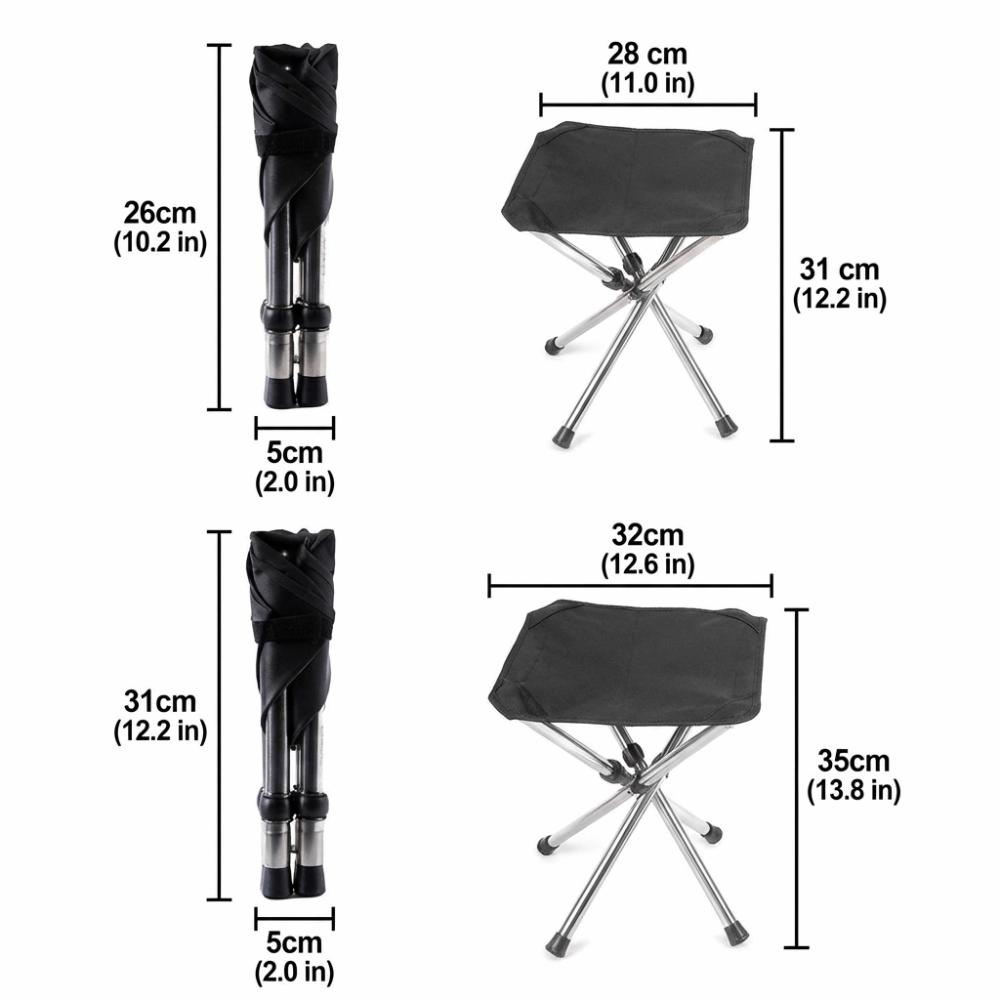 Telescopic Design Collapsible Seat Stainless Steel Outdoor Stool Portable Folding Stool Picnic