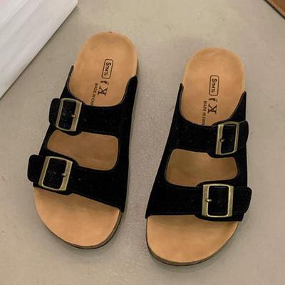 Мода Мода Пробка Женские Сандалии Новая Мягкая Подошва Замшевые Мюли Шлепанцы с Поддержкой Свода Стопы Домашние С Открытым Носком Балетки Уличные Пляжные Шлепанцы