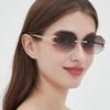 New Women Sunglasses Fun Octagonal Trend Personalized Shades Fashion Retro Frameless Versatile Sunshade Sun Glasses