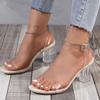 Women PVC Jelly Crystal Chunky Heel Transparent Sandals Fashion Sexy Summer High Heels Sandalias Female Pumps Zapatillas Mujer