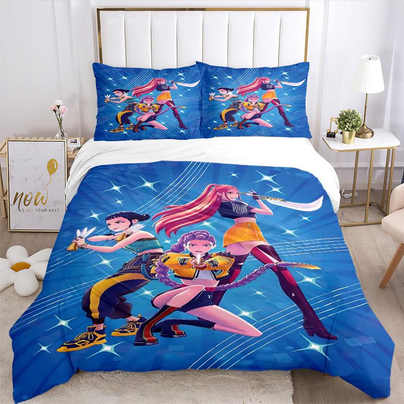 3pcs KPOP Demon Hunters, Huntrix Bedding Set: Perfect for Bedroom or Guest Room. Soft and Comfortable with No Core Included yy251009179