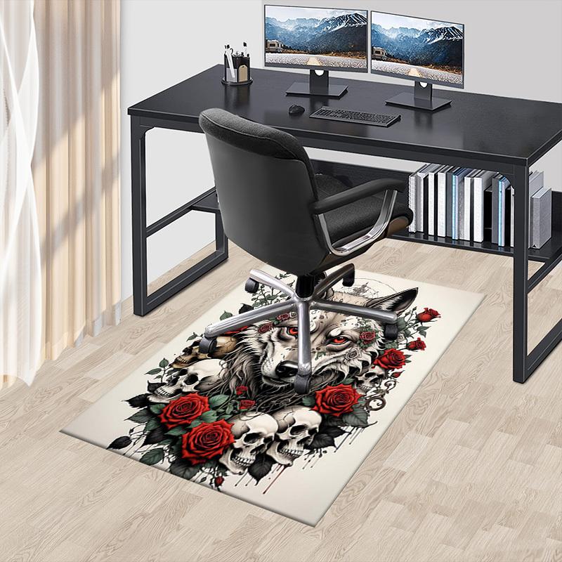 1PC wolves, skeletons Non-Slip Floor carpet, suitable for Office, bedroomand playrooms. It can also be used as a sofa footrest cover-T25