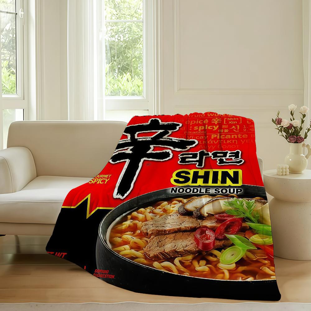 Модный плед с принтом S-Shin Ramyun Для дивана, офиса, кровати, самолета, путешествий, сна, чтения, отдыха, кемпинга. Мягкий и теплый