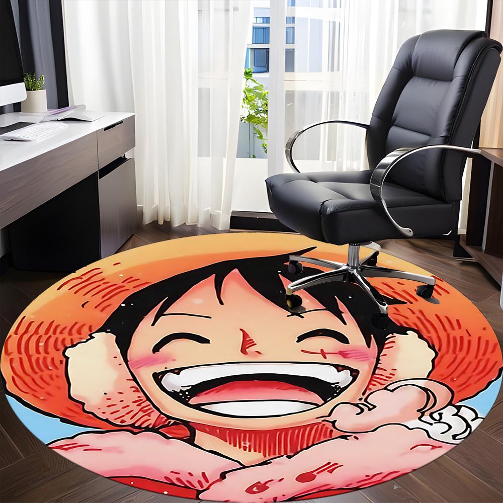 Коврик для офиса One Piece Luffy, Круглый ковер для помещений, Подходит для офиса, спальни, гостиной, Декор для дома, Декор комнаты a0908130