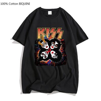 Новая футболка Черные топы для мужчин Футболка KISS Rock & Roll Мерч хэви-метал группы 100% хлопковая футболка для мужчин/женщин Панк Готика Топы