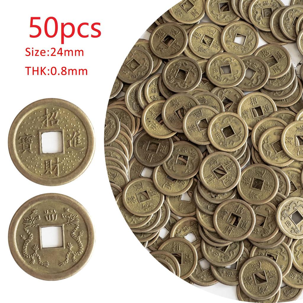 Golden copper coins, combination coins for attracting wealth and treasure, lucky coins, collectible copper coins, wealth tree accessories