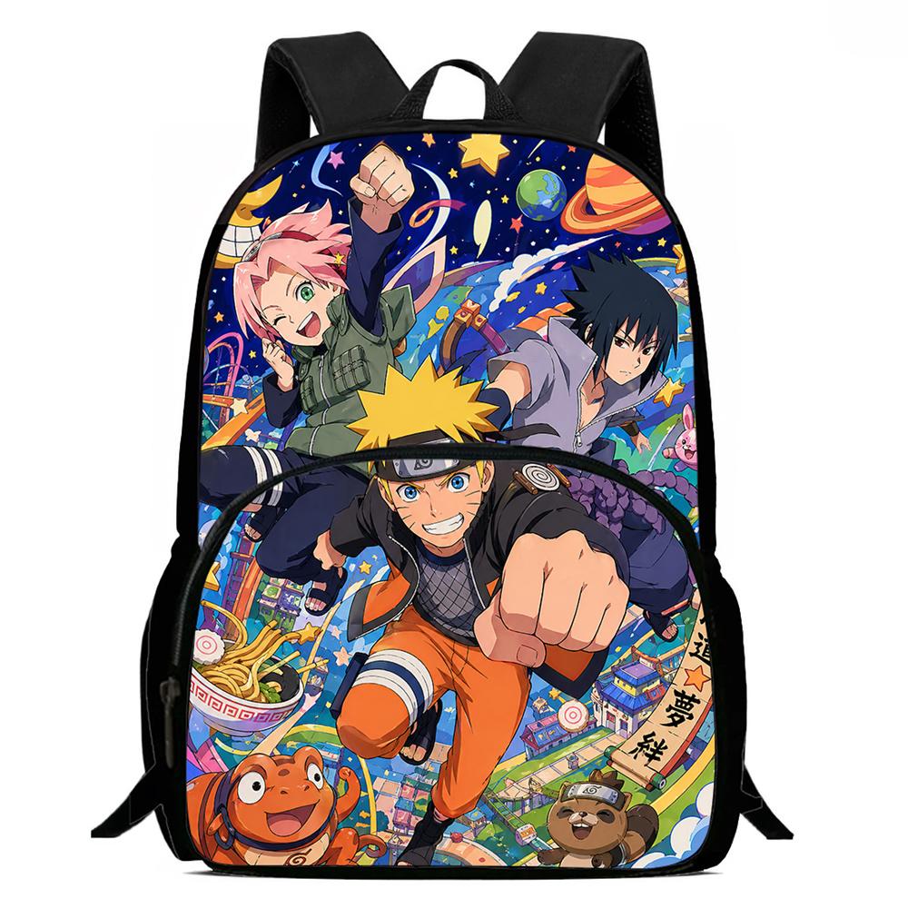 Мультяшный рюкзак NARUTO, легкий, с передним карманом, регулируемой лямкой, унисекс, подходит для детей 6-10 лет