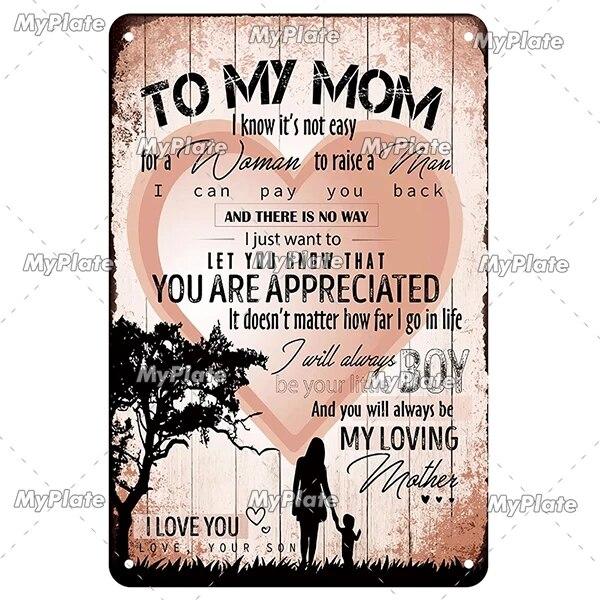 Vintage To My Mom Metal Sign Love Tin Sign Decoration Plaque Home Wall Decor Bar Sign Home Decor Poster Drop Shipping