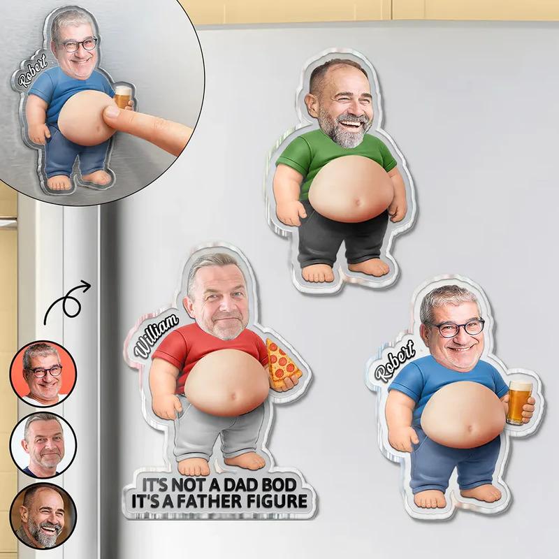 Персонализированный магнит на холодильник из акрила с фото - «Поке Dad Bod Живот»