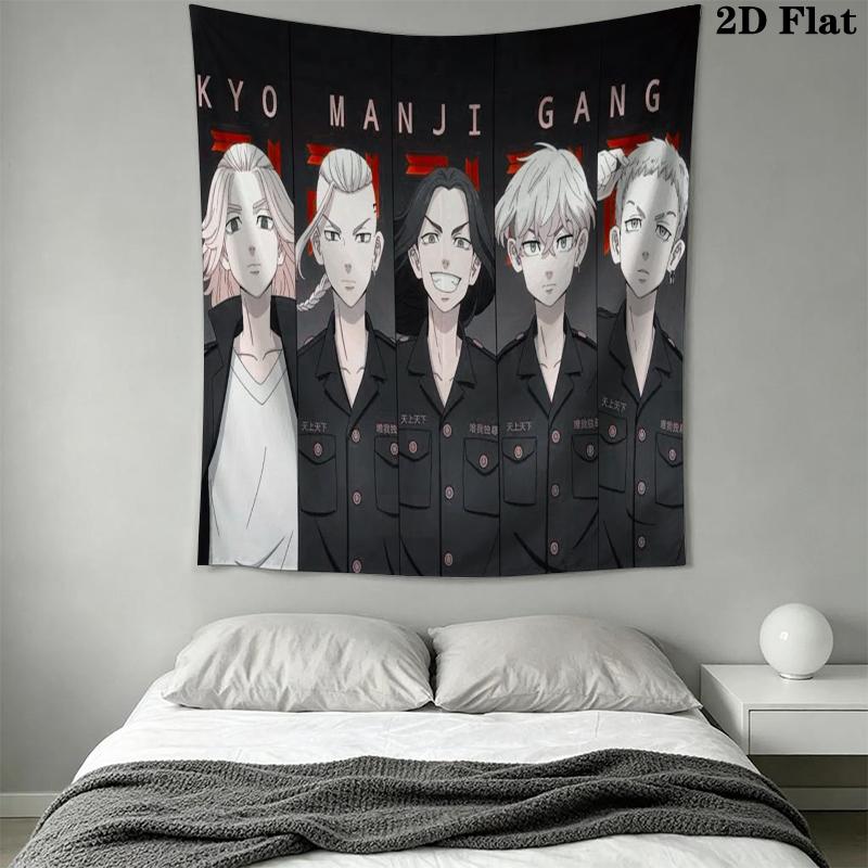 Tokyo Revengers Wall Tapestry Aesthetic Wall Hanging Printed Fabric Blanket Decorative Tapestries for Bedroom Living Room Home Decor