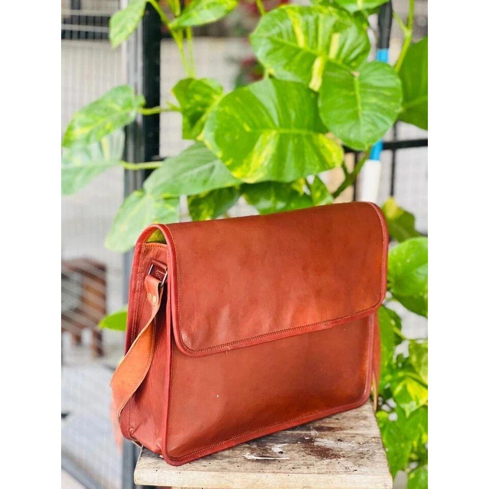 Мужская сумка-мессенджер из козьей кожи, натуральная сумка для ноутбука, коричневый портфель, новый