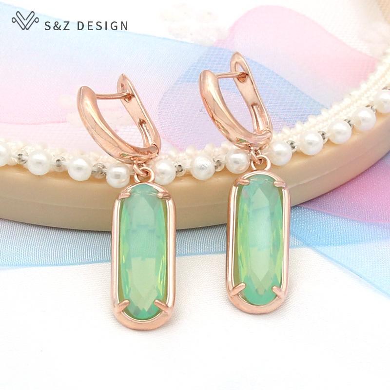 Classic Elegant Oval Egg Shape Cubic Zirconia Drop Earrings For Women Girl Wedding Party Fashion Jewelry Rose Gold Color Eardrop