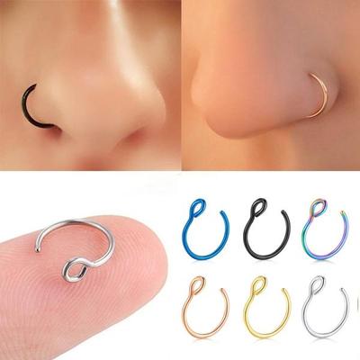 Маленькое тонкое U-образное поддельное кольцо в носу, золотое кольцо в носу, пирсинг, модное простое кольцо в носу, ювелирные изделия унисекс, подарки