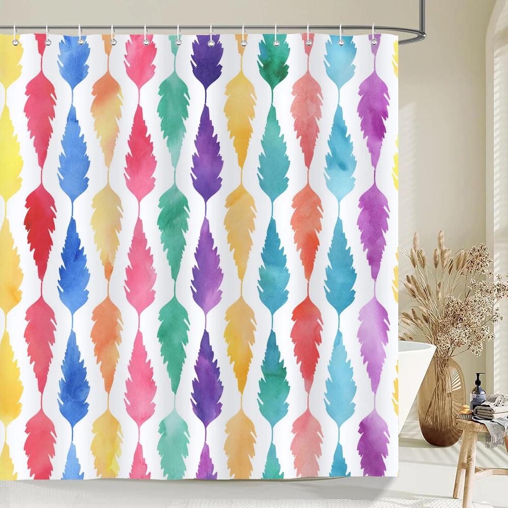Waterproof Polyester Colorful Shower Curtain Modern Color Print For Bathroom Curtain Long 180*200Cm Shower Curtains Cortina