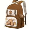Capybara Casual Backpack Lightweight Polyester School Bag with Adjustable Straps Large Capacity Zip Closure & Front Pocket | Playful Cartoon Design