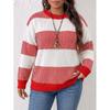Plus Size Womens Knit Sweater Long Sleeve Casual Stripe Color Block Top Fall Winter