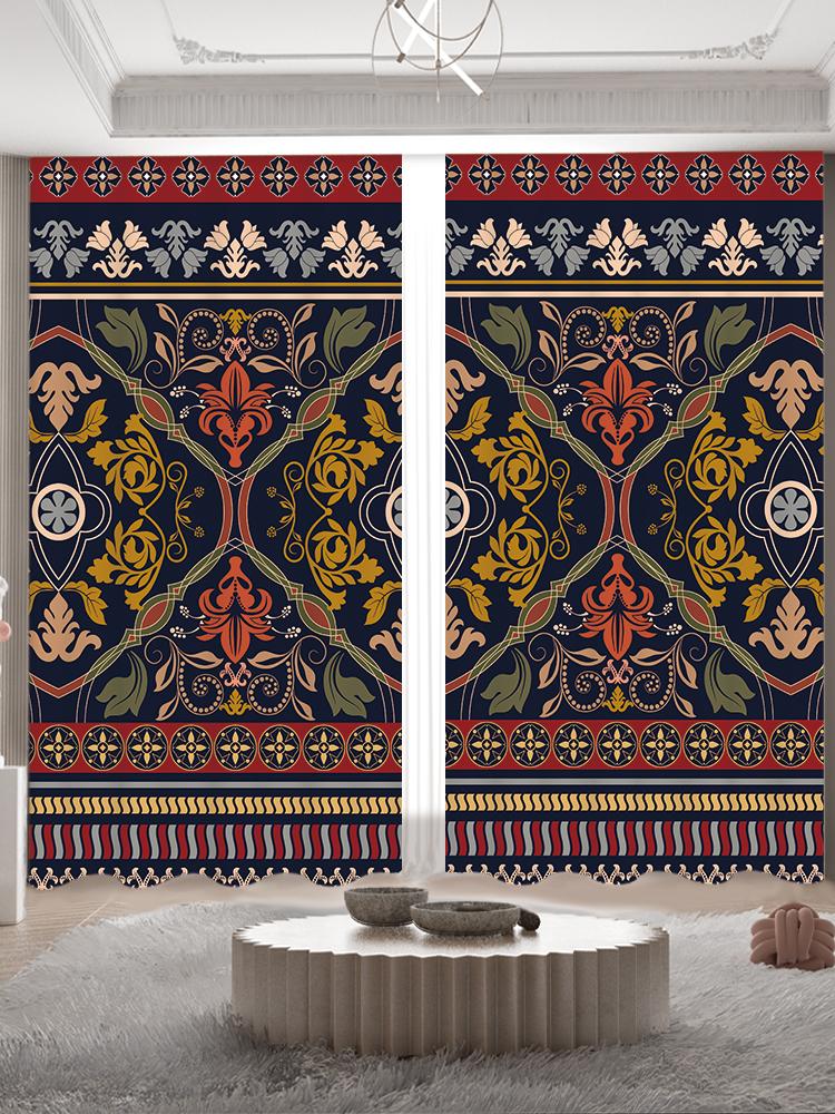 Заказные шторы в стиле бохо Юго-Восточной Азии Винтажные шторы в стиле меньшинств Геометрические принтованные шторы Гостиная Спальня отеля