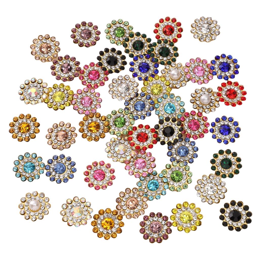 Plastic Spray Plated Snowflake Circular Gold Dot Diamond Sewing Tool Decorative Button Scrapbooking Garment DIY Apparel Accessories