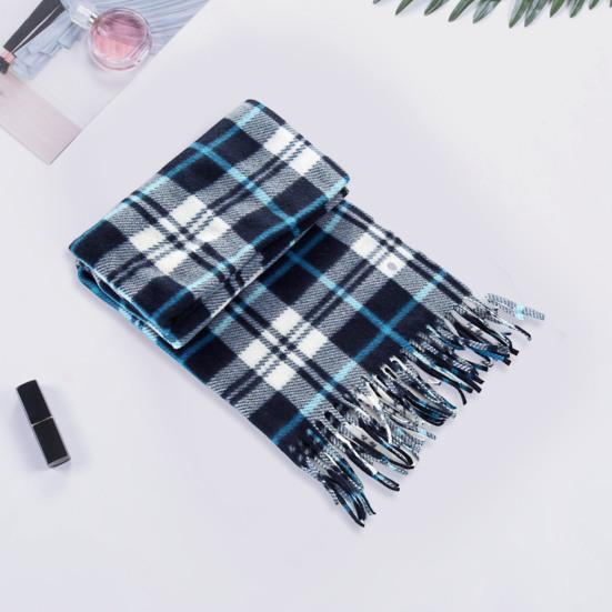 10Pcs Men Women Scarf Plaid Print Tassel Trim Double Sided Velvet Long