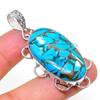 Copper Blue Turquoise 925 Sterling Silver Jewelry Pendant 2.21" N4L46