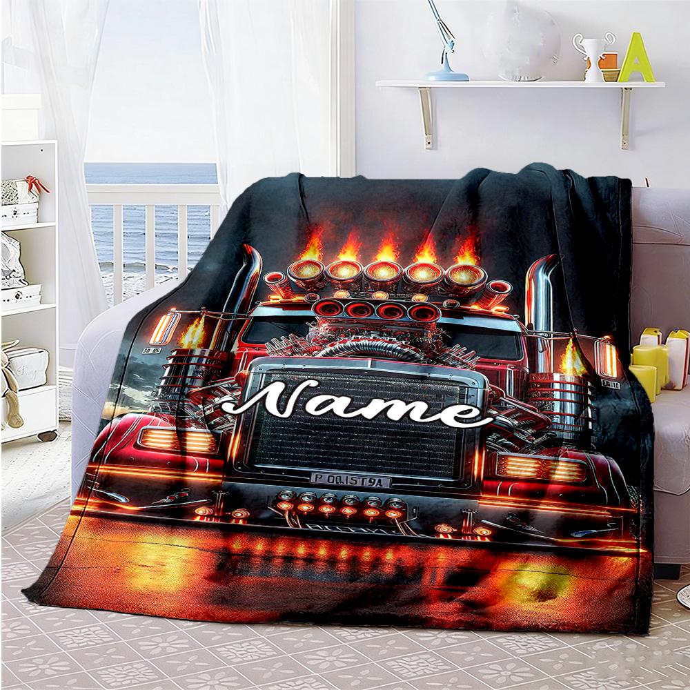 Truck78 Personalized Name Blanket Throw Customizable Blanket Soft & Cozy for Bedding Office Living Room Chair All-Season Use