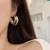 Gold Color Statement Earrings Vintage Style Round Circle Hoops Chunky Hoop Earrings  Luxury Jewelry