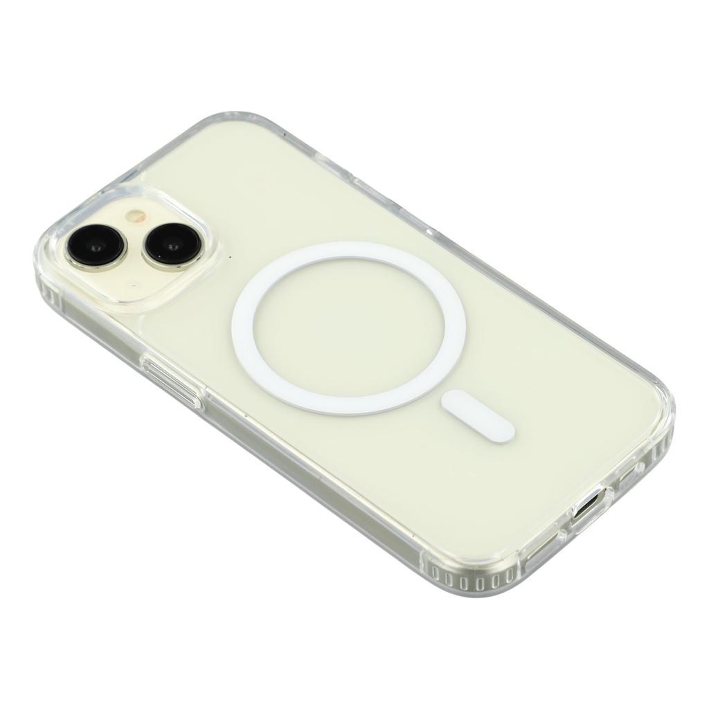 For iPhone 14/13 Magnetic Case 1.5mm Thickness TPU+PC Clear Phone Back Cover