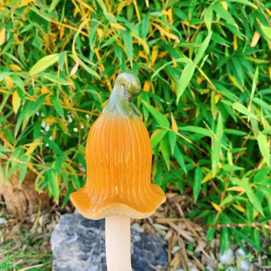 Planter Insert Ceramic Mushroom Colorful Glazed Mushroom Decoration Hand-Painted Toadstools Sculptures