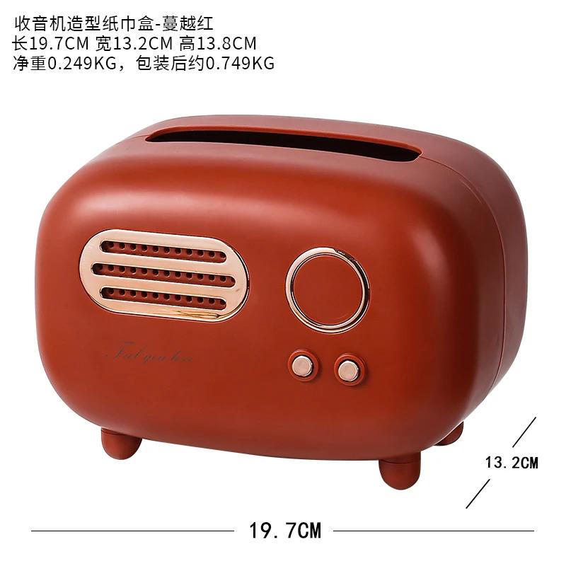 Ретро радиомодель, коробка для салфеток, настольный держатель для бумаги, винтажный диспенсер для хранения, чехол для салфеток, органайзер, орнамент, украшение для влажных салфеток