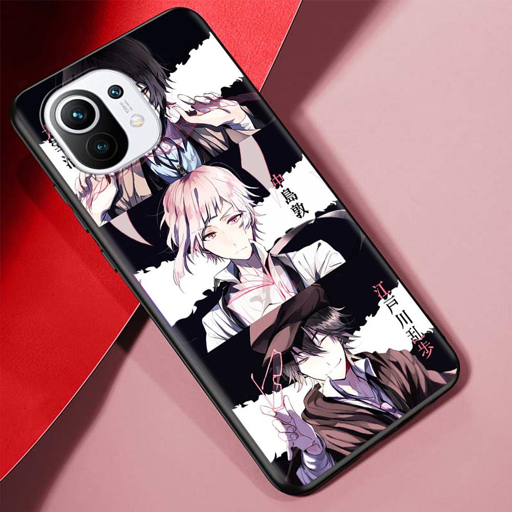 Japan Anime Bungou Stray Dogs Case for Xiaomi Mi 11 Ultra 11T 10T 9T Pro Note 10 A2 9 8 Lite A3 CC9E 10S Black Soft Phone Cover