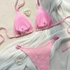 European and American Sexy Split Bikini Jacquard Strap Beach Swimsuit Women's Small Fresh Backless Fashion Swimsuit New