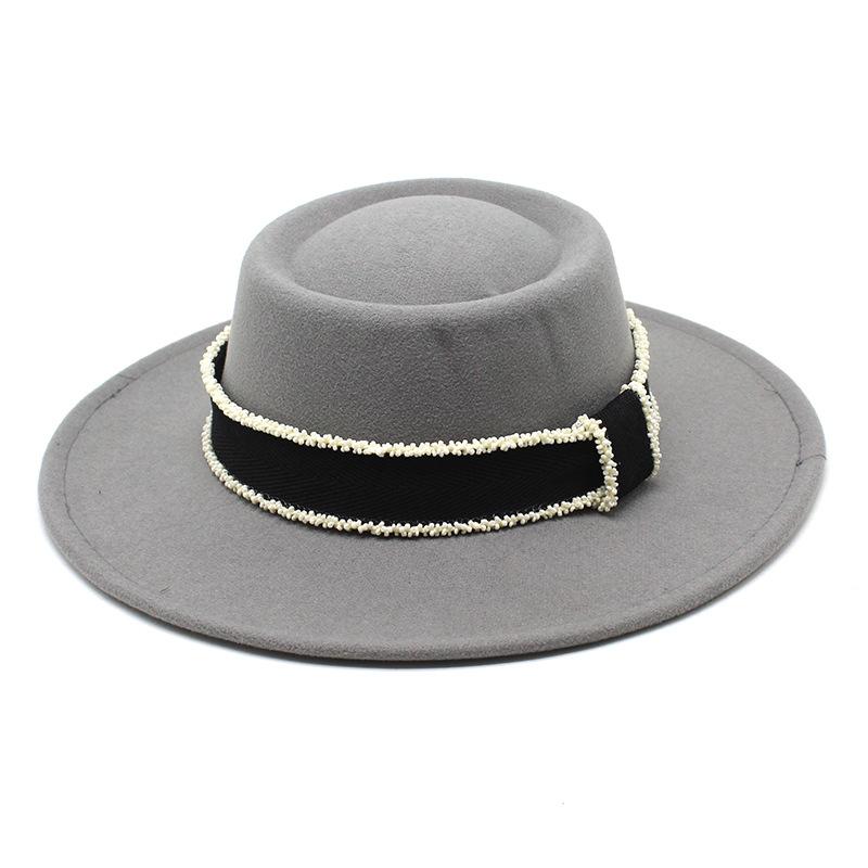 Xiaoxiangfeng шерстяная фетровая шляпа детская литературная бисерная цепочка лента вогнуто-выпуклая цилиндр однотонная универсальная шляпа-тазик прилив