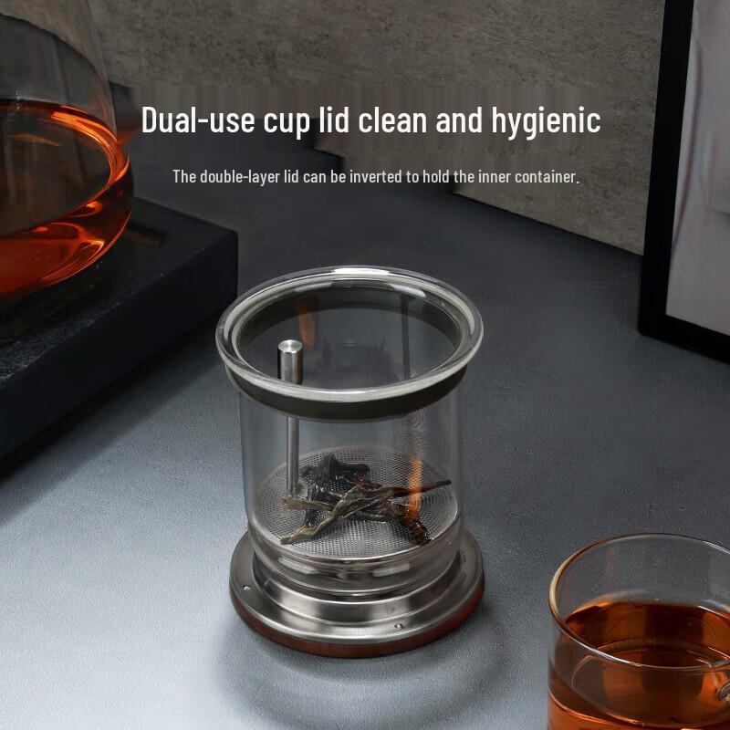 Shangming Walnut Base Magnetic Spin Filter Glass Tea Pot