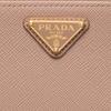 Prada Saffiano Enamel Metal Triangle Logo Zipper Closure Cowhide Card Holder Women's Nude Pink