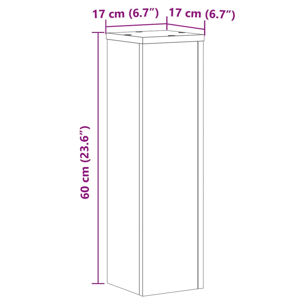 Plant Stand 2 pcs Rustic Wood Look 17 x 17 x 60 cm Engineered Wood