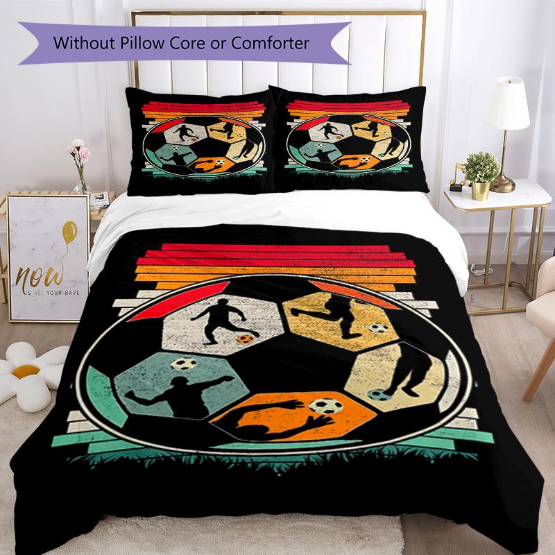 3pcs Soccer Bedding Set Duvet Cover Closure Includes 1 Duvet Cover & 2 Pillowcases, Soft and Comfortable for All Seasons.