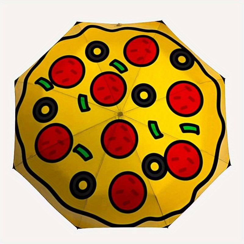1pc Pizza pattern Folding Umbrella , 8 Ribs Casual Durable Lightweight Portable Travelling Umbrella For Men & Women yy250728125