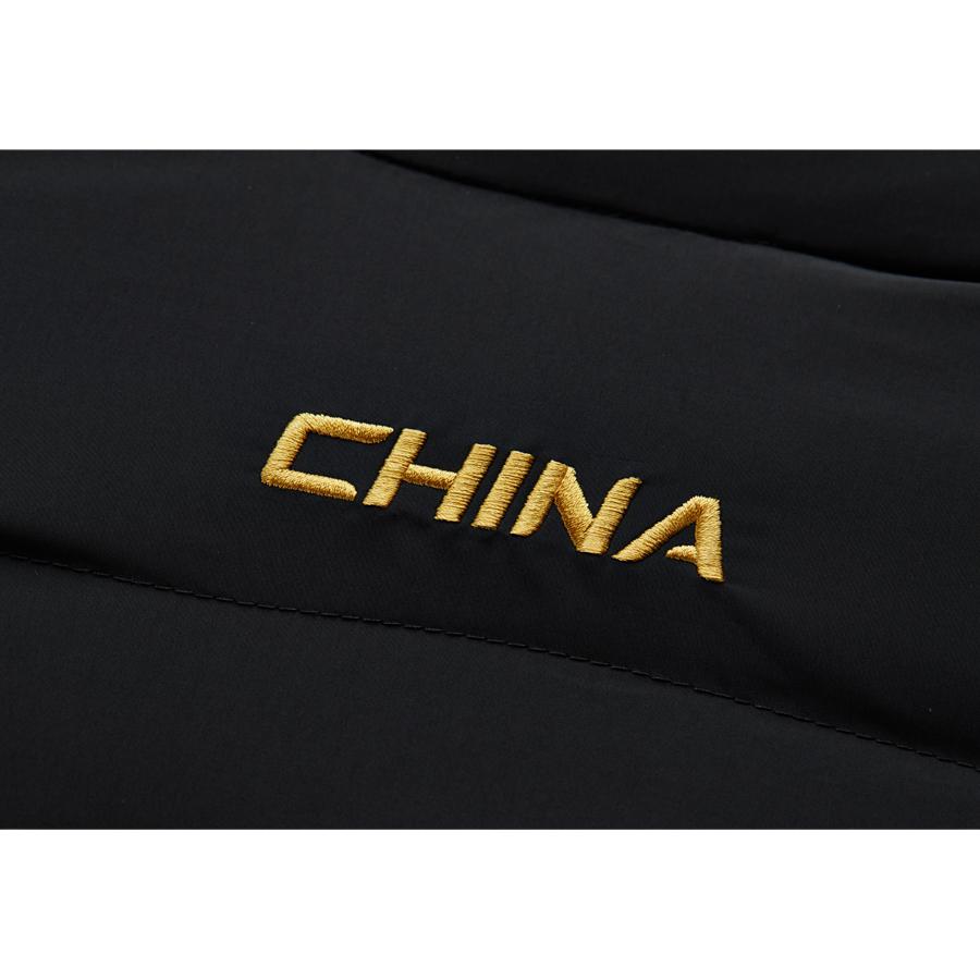 Anta Теплая мужская куртка-пуховик с логотипом и воротником-стойкой, прямого покроя, черная 462340108-1