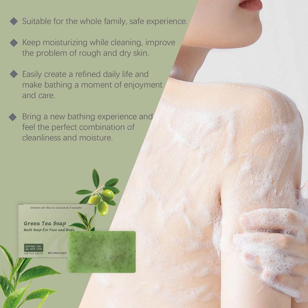 Мыло для ванны с зеленым чаем Мягкое питательное средство для тела Чистое и увлажняющее освежающее пенящееся мыло