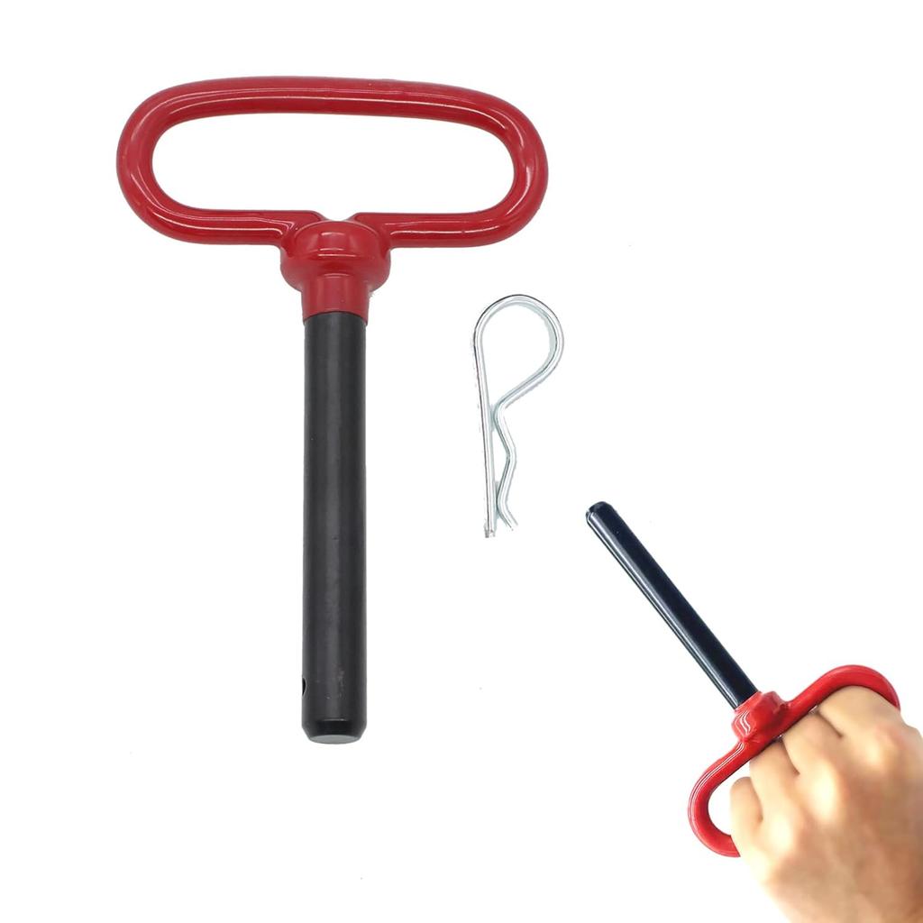 X-Haibei Head Tow Hitch Pin And Clip 1/2 X 3 5/8 Inch For Lawn Mower Tractor RV Trailer Truck ATV, Red Handle, 2 Pack