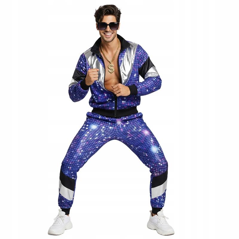 Strój dres lata 80 przebranie retro dresy kostium disco bluza vintage m
