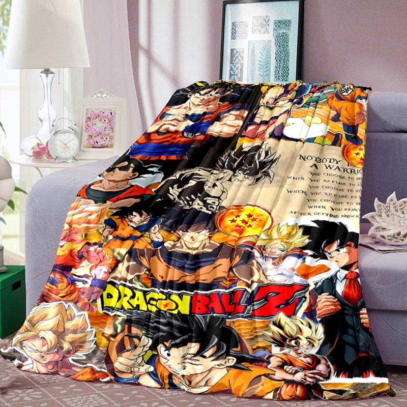 Dragon Ball Anime Print Blanket Warm Comfortable Flannel Blanket for Bedrooms, Sofas, Beds, Chairs, Picnics, Travel-LXR16