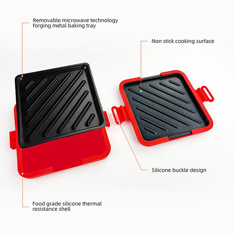 Multifunctional Silicone Baking Pan With Butter Knife Quick Heating Microwave Oven Toaster Sandwich Plate For Kitchen 1Pc