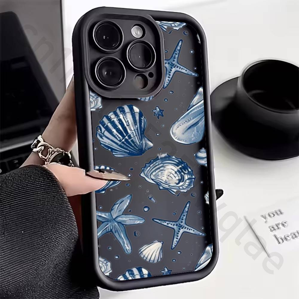 Чехол для телефона Морские Животные Морские Элементы Для iPhone 11 13 17 15 12 14 Pro Max air Plus SE Мягкий Матовый Чехол