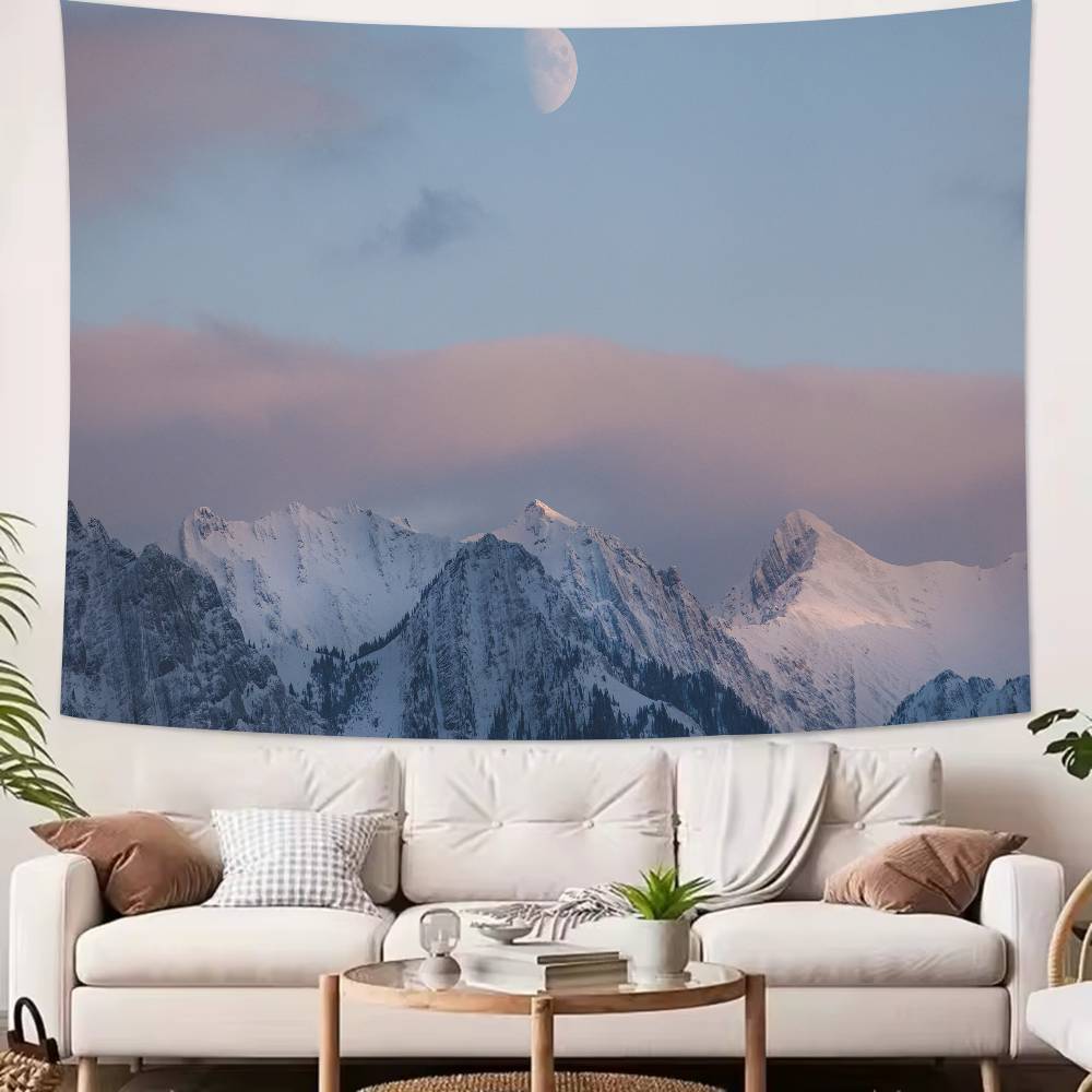 Beautiful Snowcapped mountains at sunset Mountains Tapestry Decoration Bedroom Dormitory Background Cloth Room Club Tapestry