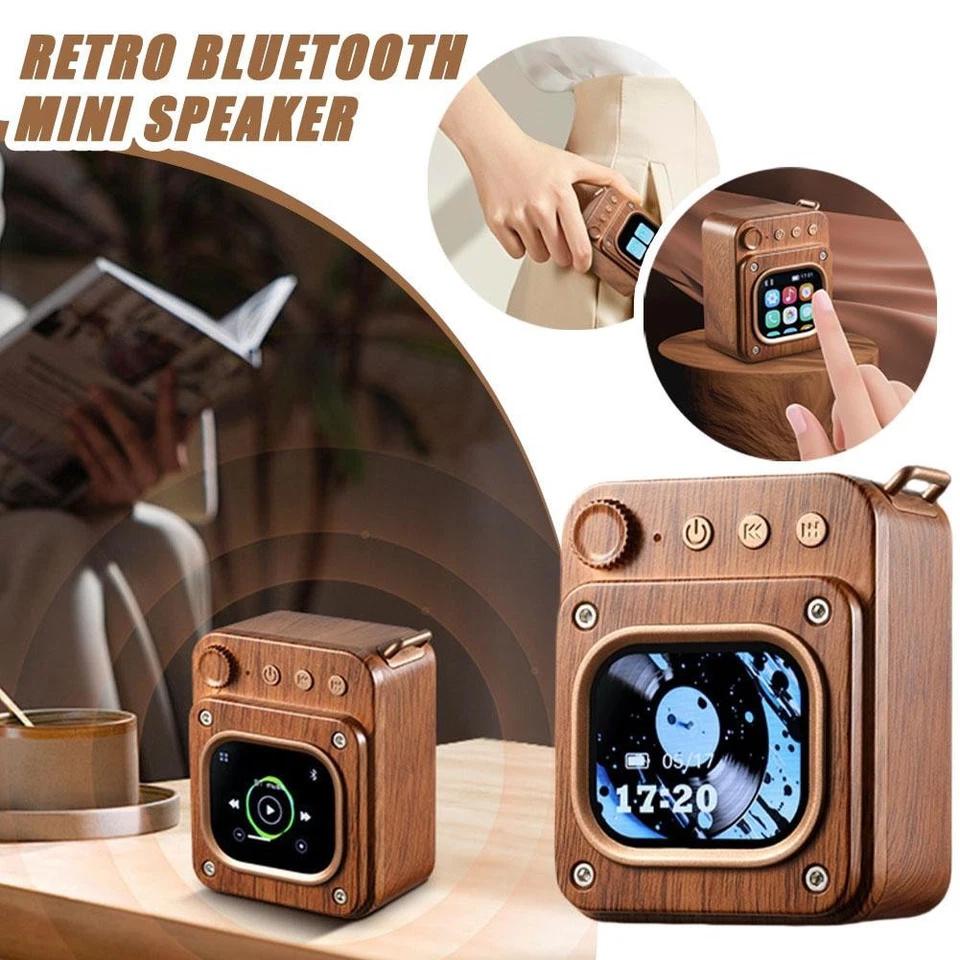 Беспроводной Bluetooth-динамик с текстурой дерева, карманный динамик с сенсорным экраном, USB-зарядка, аудиооборудование с управлением через приложение, слот для TF-карты