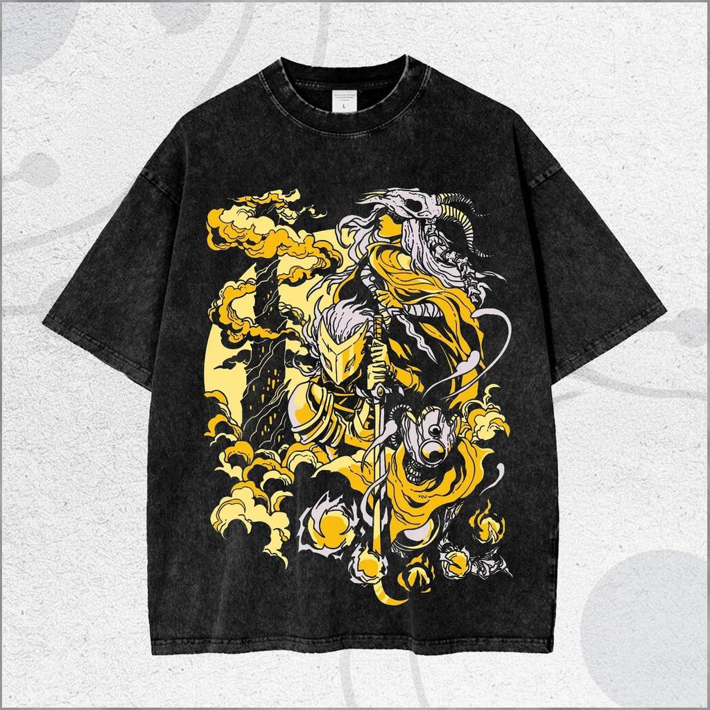 Vintage Wash Slay The Spire Dark Fantasy Graphic T-Shirt, Roguelike Deckbuilder Game Art Tee, Gothic Warrior Streetwear Shirt, c111AcNc