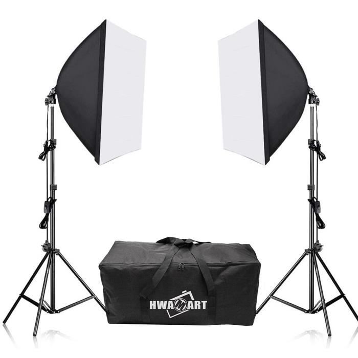 Kit Éclairage Photographie - Photo Studio - Softbox 50x70cm - 2 Supports Lumière - Sac de Transport