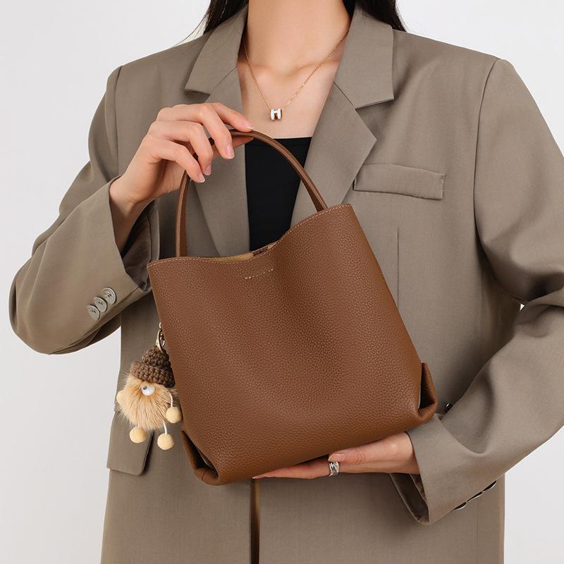 Сумка-ведро осень и зима новая женская сумка через плечо из натуральной кожи большой вместимости высококачественная портативная сумка через плечо